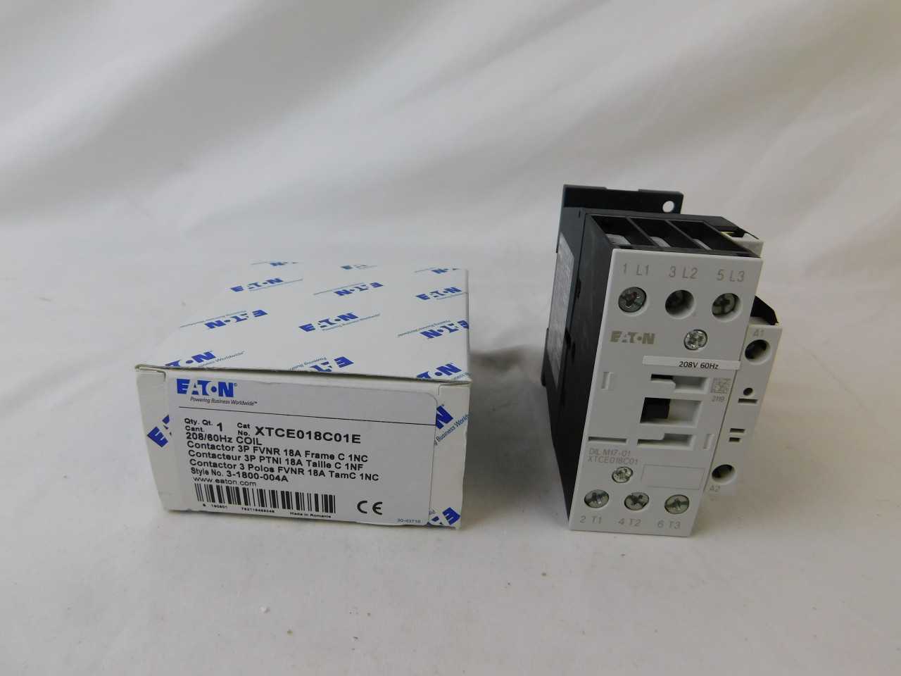 Quantity of 10 New Surplus Eaton XTCE018C01E Contactor Non-Reversing 3P 18A 208V 60Hz - CONTACTORS