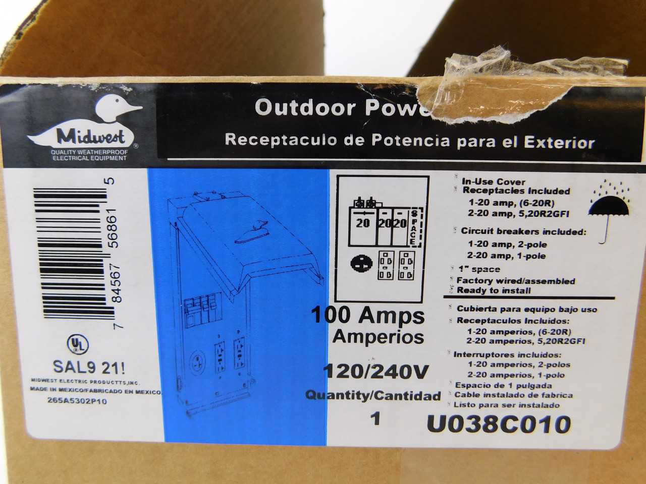 Quantity 2 of Midwest U038C010 Power Outlet Panel Outdoor 100A - ELECTRICAL COMPONENTS