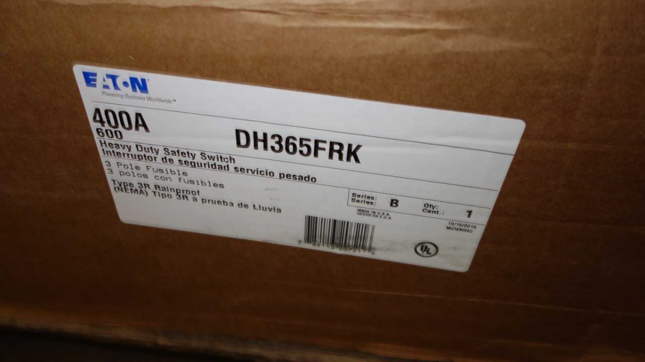 EATON DH365FRK 400A 600V-AC SAFETY SWITCH (BENT HANDLE) - DISCONNECT SWITCHES