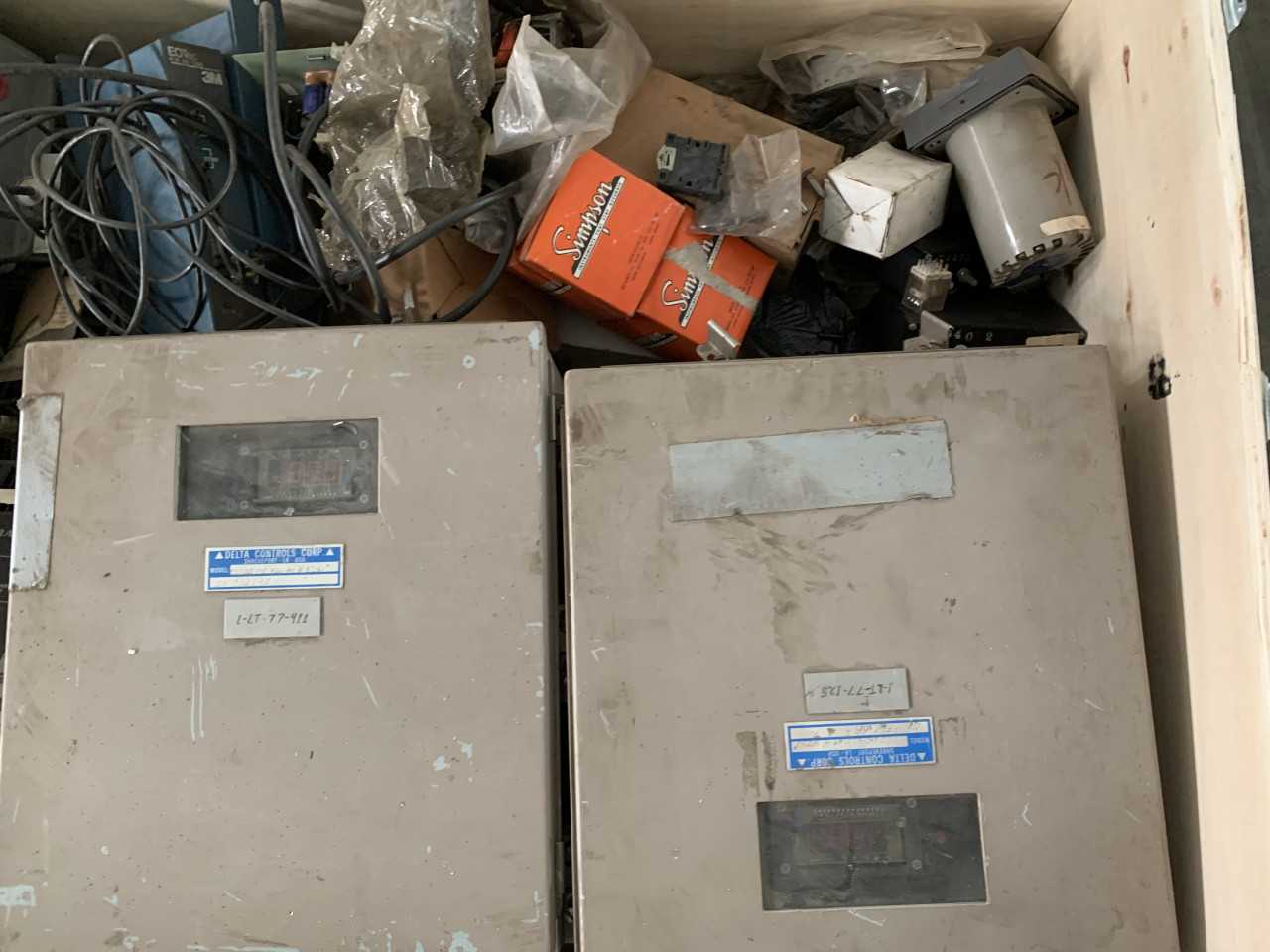 CRATE OF ELECTRICAL AUTOMATION EQUIPMENT PARTS - ELECTRICAL COMPONENTS