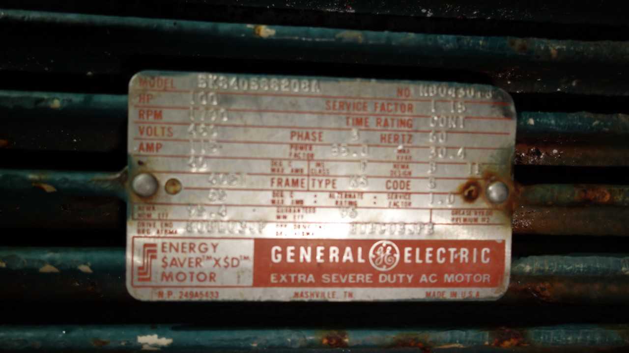 GE 405T 100HP 460V-AC ELECTRIC MOTOR - ELECTRIC MOTORS