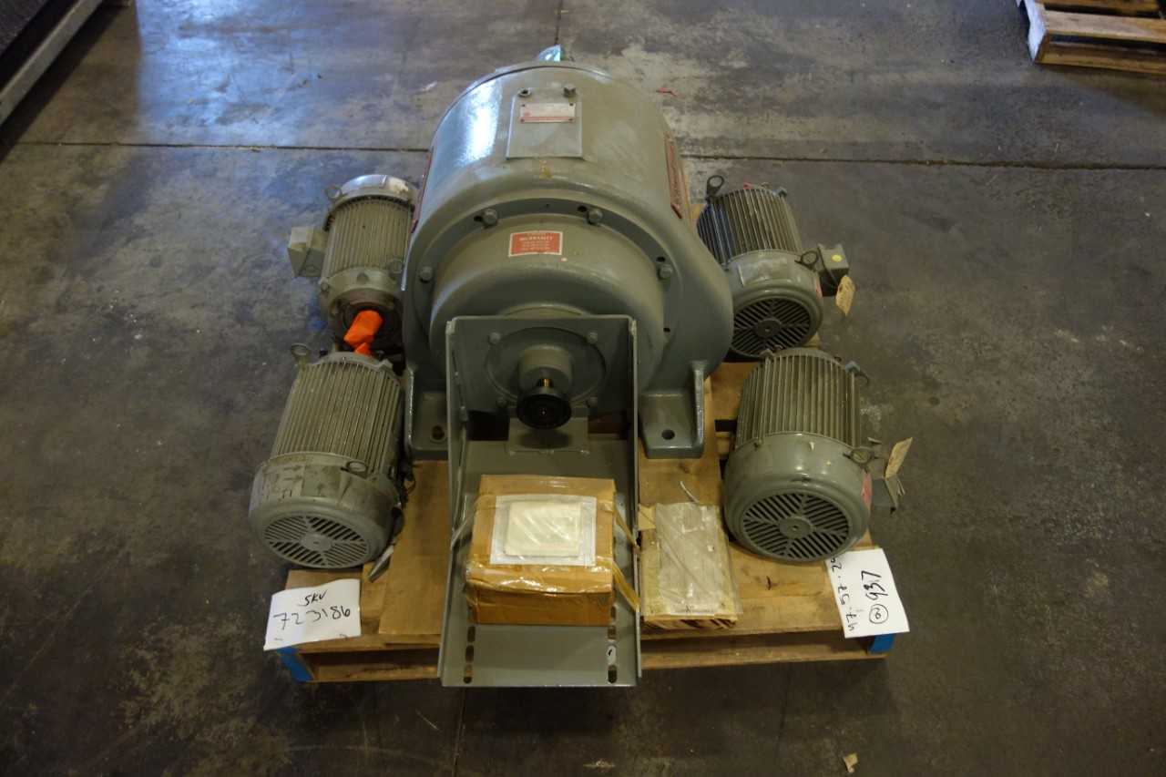 LOT OF 4 UNIMOUNT AC MOTORS 30HP 3PH 180T/NUTALL GEAR SPEED REDUCER U18206 3HP 357.5 5RPM - ELECTRIC MOTORS