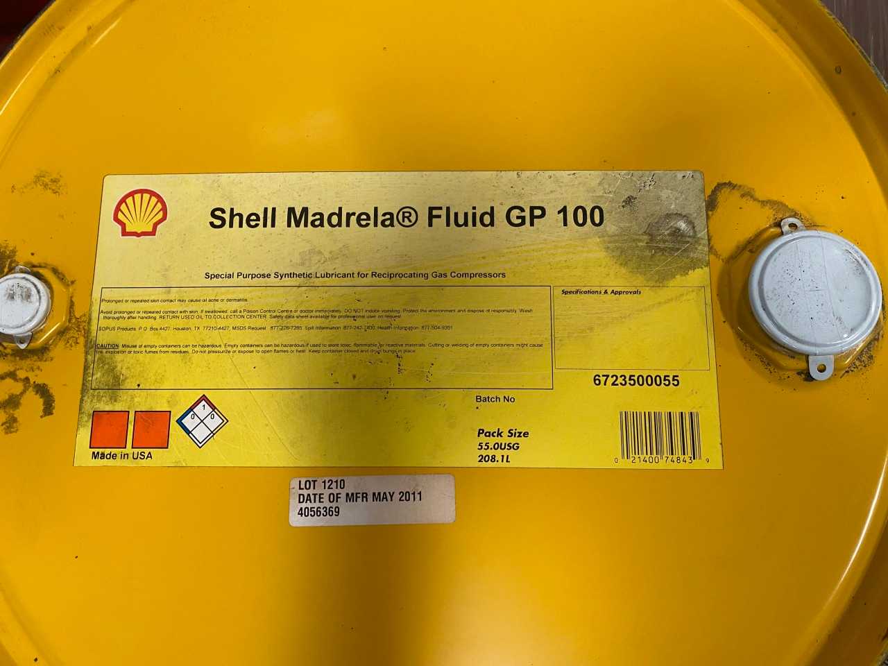 Bulk Lot of 104 Drums of Madrela GP100 Compressor Oil - MISCELLANEOUS