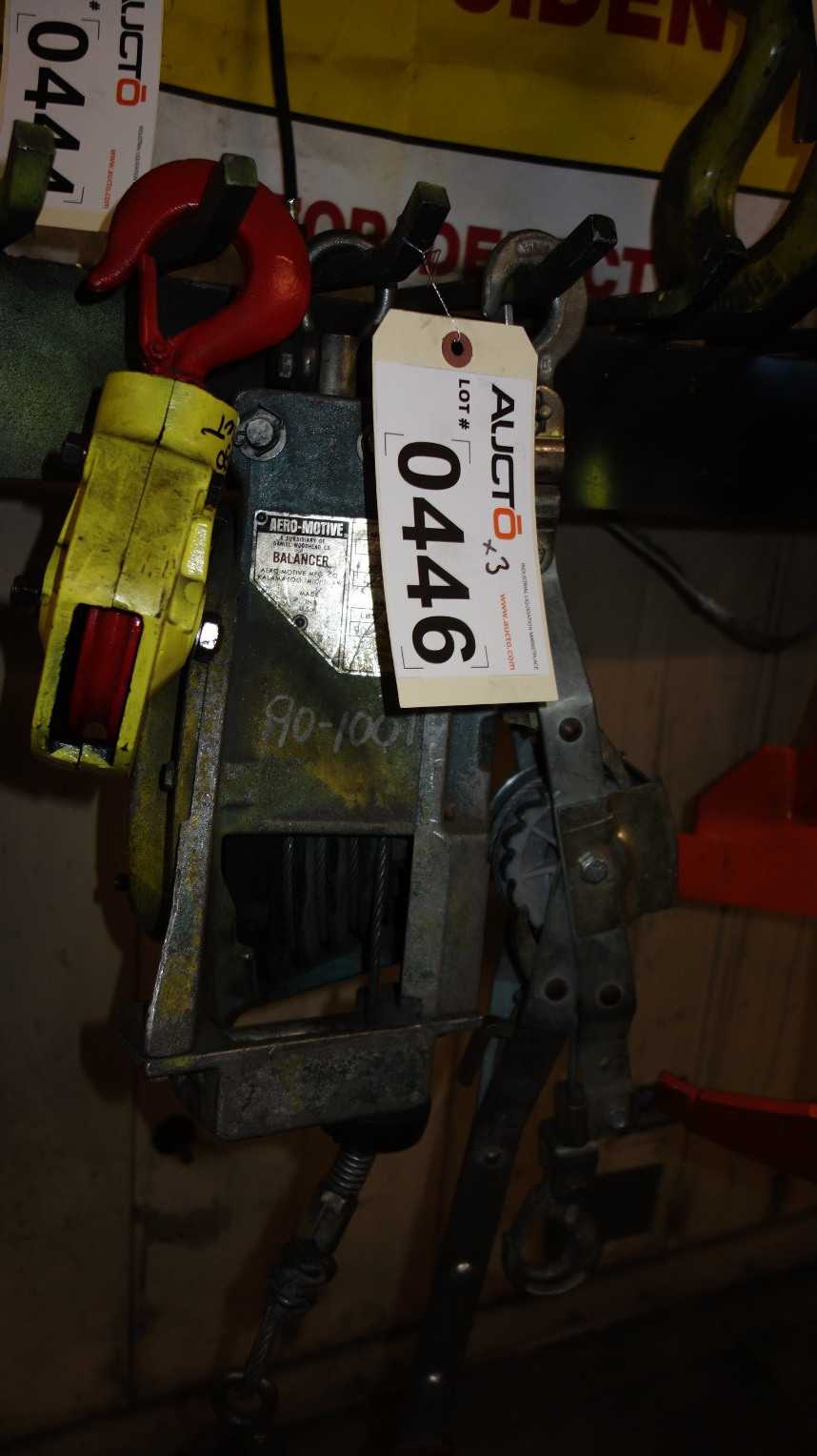 ASSORTED LOT OF HOISTING EQUIPMENT AERO-MOTIVE 1000-A BALANCER - LIFTING EQUIPMENT