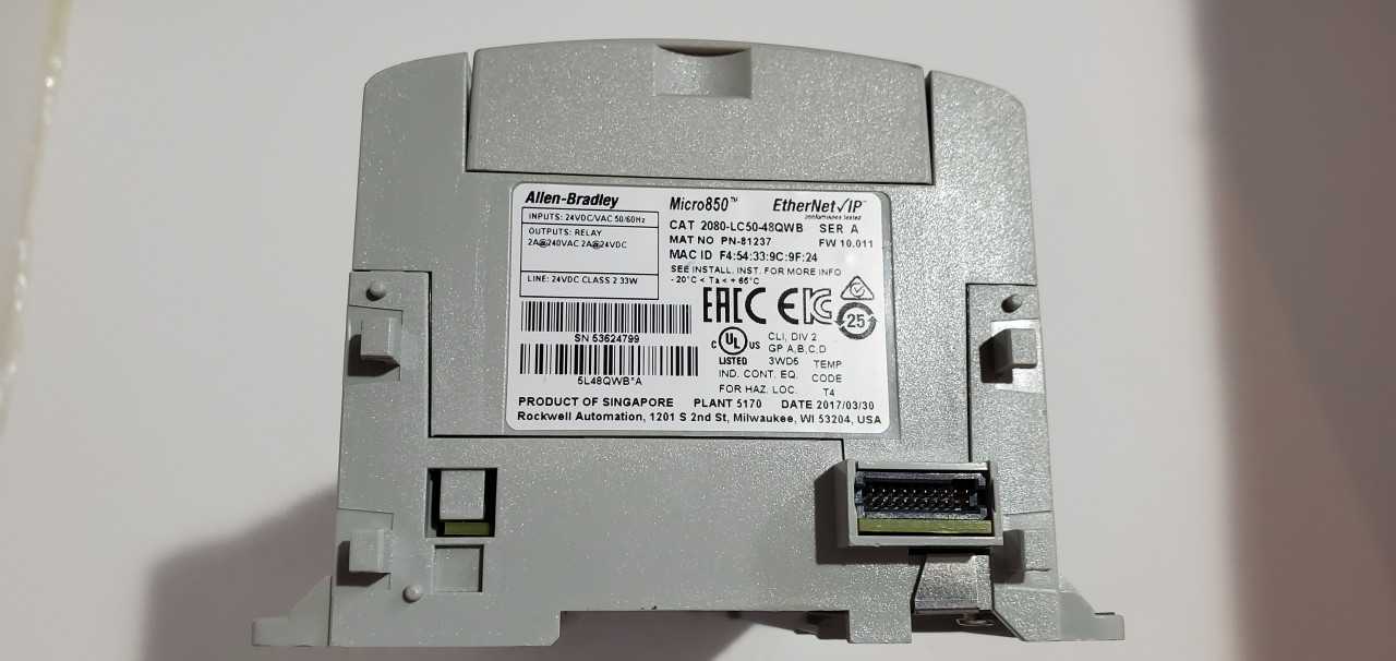Allen Bradley Micro 850  2080-LC50-48QWB PLC - AUTOMATION & CONTROLS