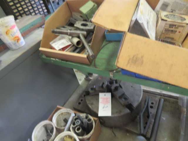 All contents in pictures except for chuck and steel table with items in separate lot. - MISCELLANEOUS