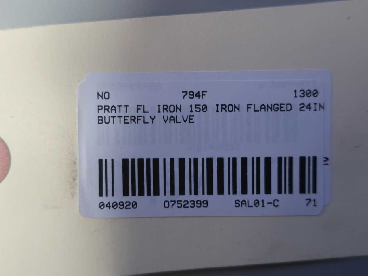 PRATT FL STEEL 150 IRON FLANGED 24IN BUTTERFLY VALVE - BUTTERFLY VALVE