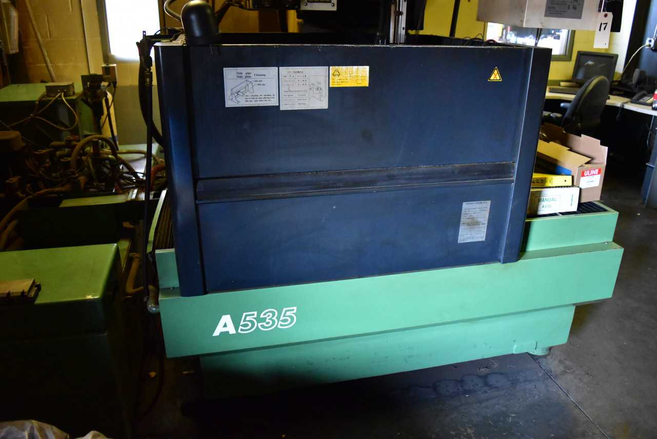 Sodick Wire EDM, (1999), Model #A535 Mark 25 controls, s/n 2081, Work table W/D 31.1" x19.6", Travels-X=21.6",Y=13.7",Z=11.8", includes Wire inventory and cabinet - MACHINING ACCESSORIES & TOOLING