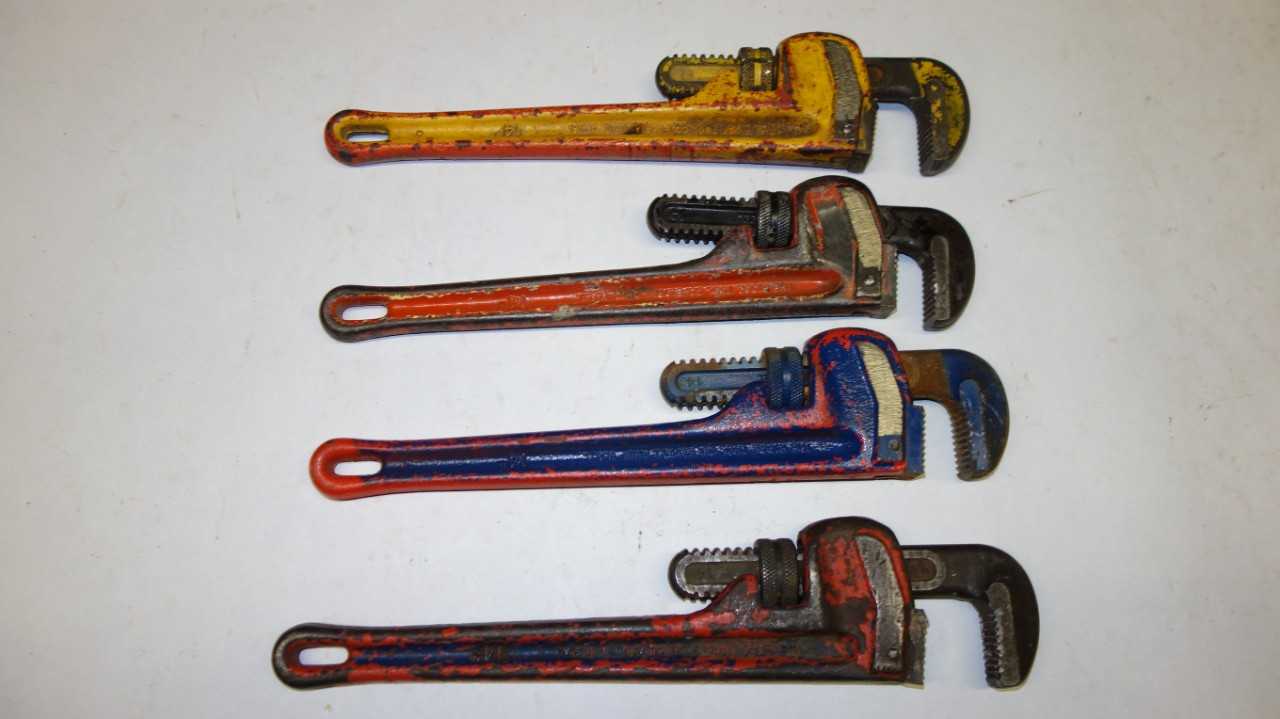 LOT OF 4 RIDGID 14 IN ADJUSTABLE PIPE WRENCHES - HAND TOOLS