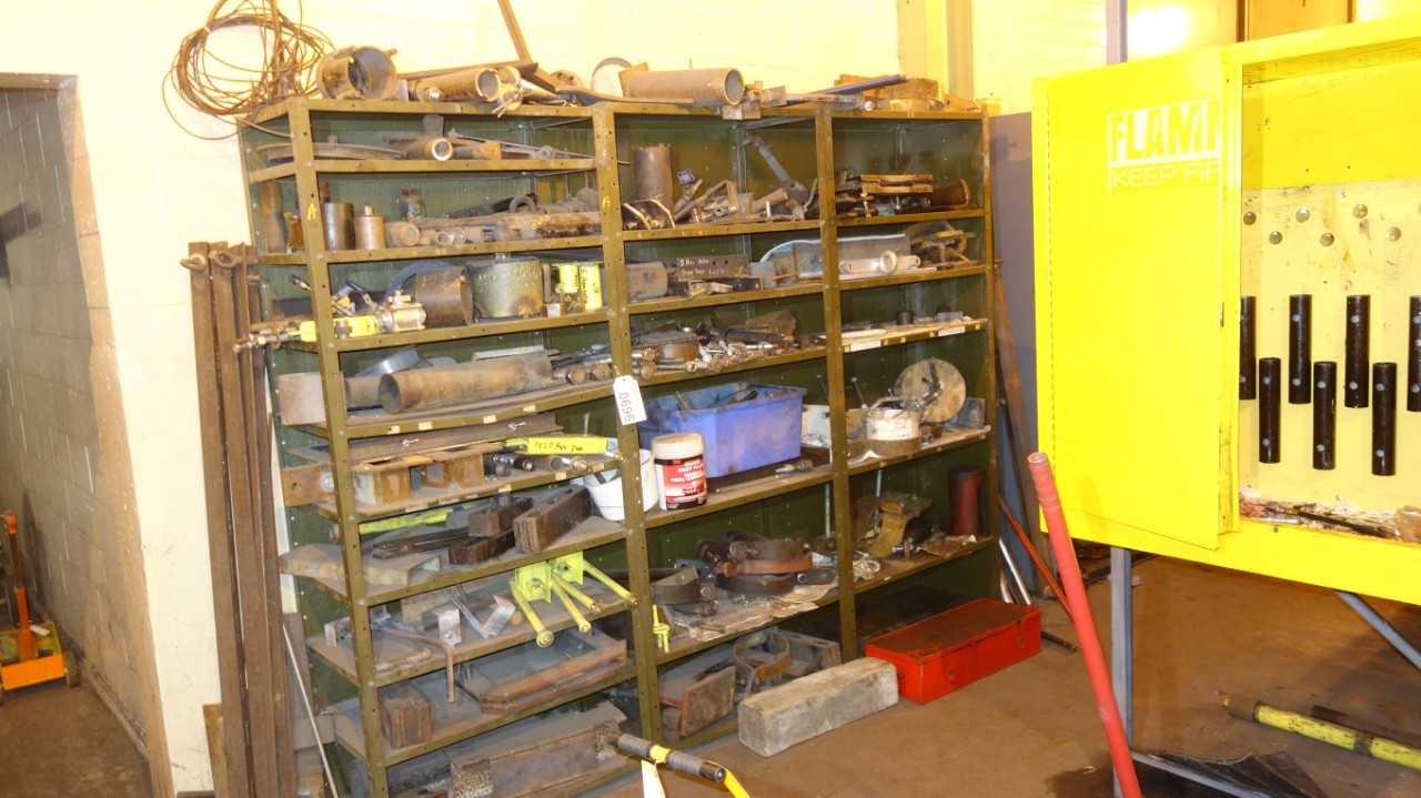 CONTENTS OF 3 SHELF COLUMNS, ASSORTED TOOLS, REPLACEMENT PARTS - ELECTRIC POWER TOOLS