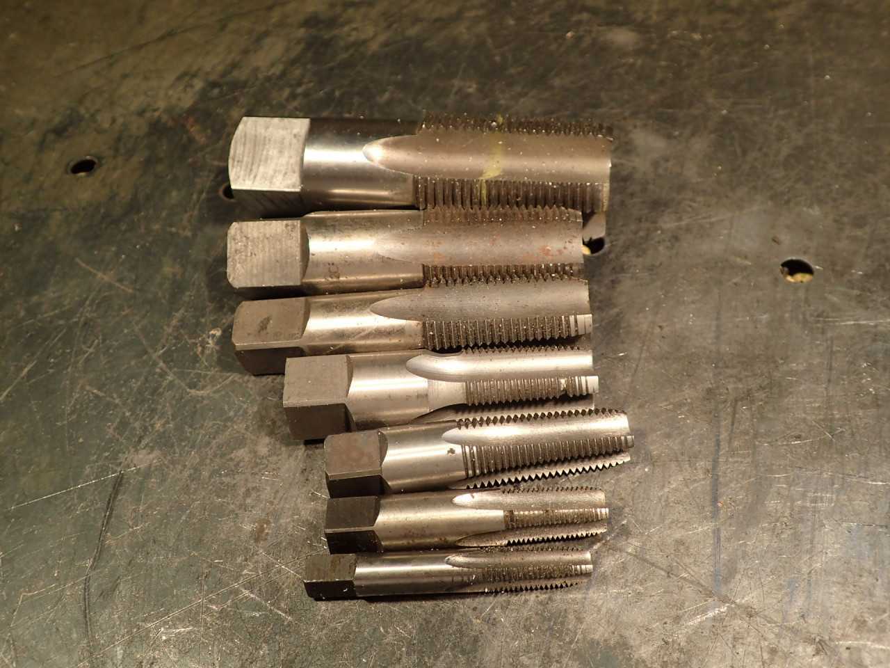 7 Piece Set NPT Tapered Pipe Hand Thread Taps: 1/16" 1/8" 1/4" 3/8" 1/2" 3/4" 1" - MACHINE TOOLING
