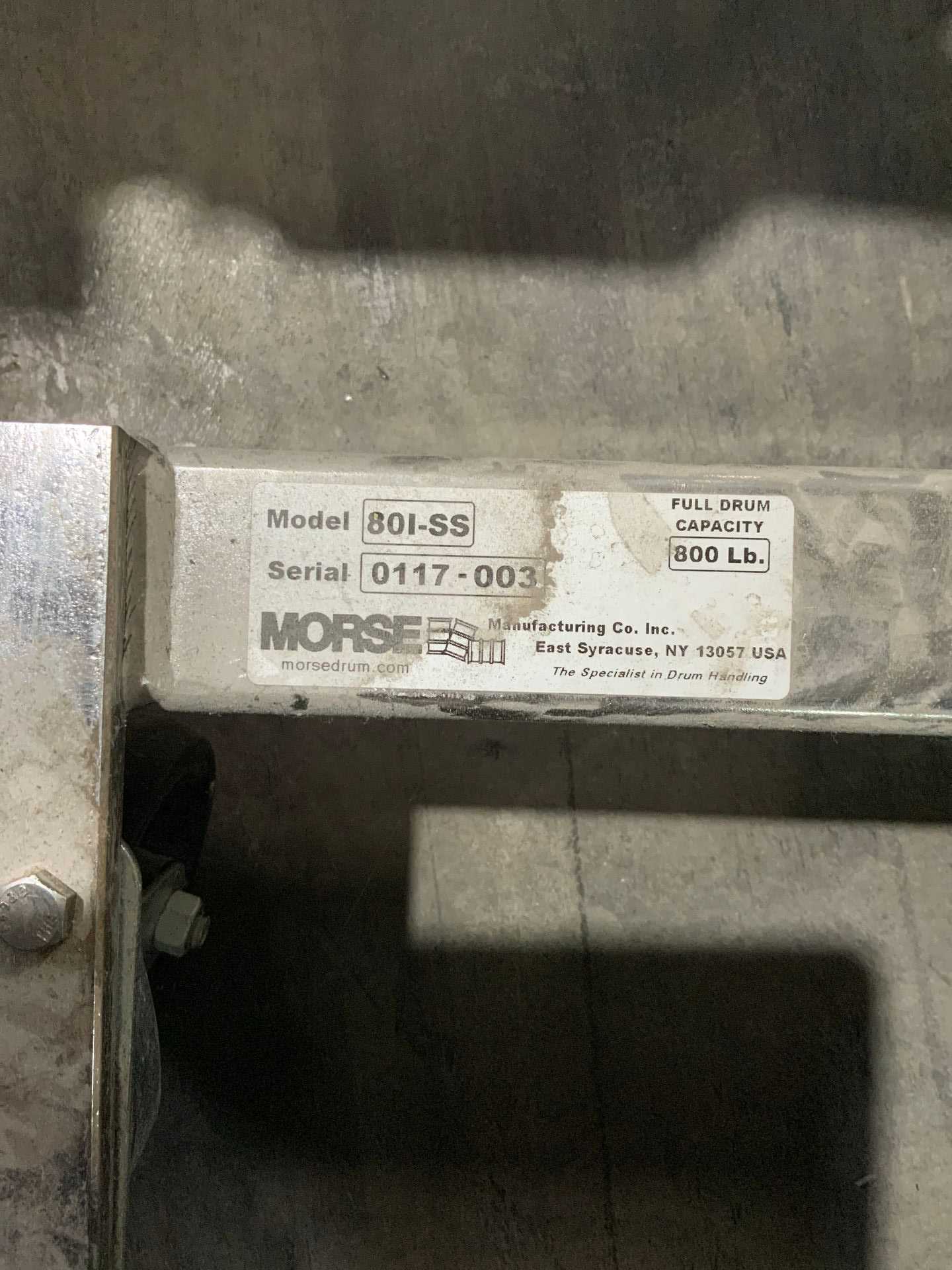 MORSE 801-SS BARREL UTILITY CART