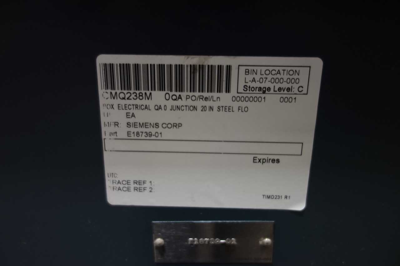 SIEMENS 20" ELECTRICAL JUNCTION STEEL BOX - ELECTRICAL COMPONENTS