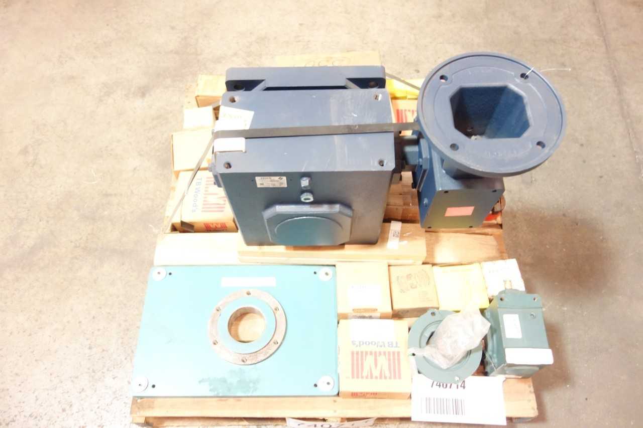 1 PALLET OF ASSORTED GEAR REDUCERS, SHAFT HUB, COUPLINGS-FALK, TB WOODS, TIGEAR, STOCK - GEAR REDUCERS 1 PALLET OF ASSORTED GEAR REDUCERS, SHAFT HUB, COUPLINGS-FALK, TB WOODS, TIGEAR, STOCK - GEAR REDUCERS