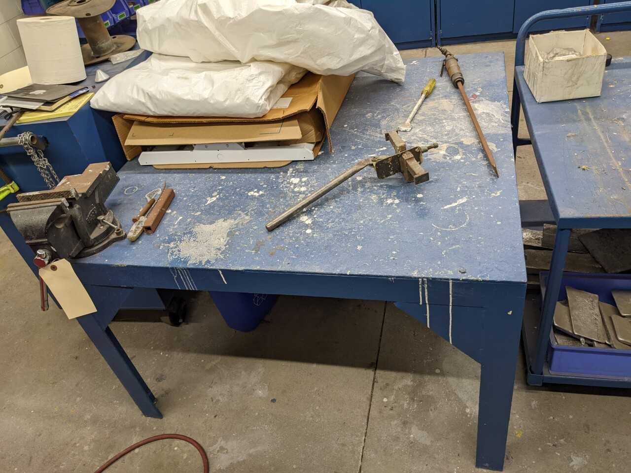 INDUSTRIAL STEEL WORK TABLE WITH TABLE VISE - PLANT & FACILITY