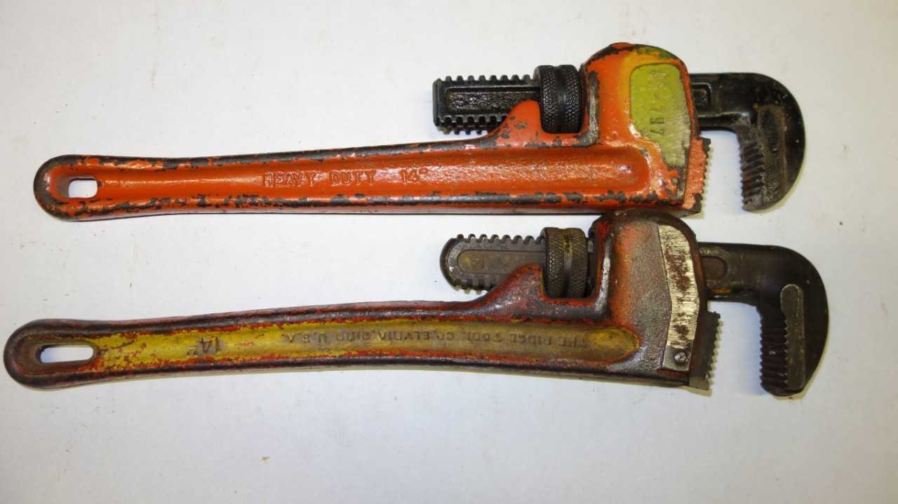 LOT OF 6 RIDGID 14 IN ADJUSTABLE PIPE WRENCHES - HAND TOOLS