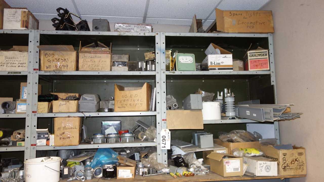 CONTENTS OF 2 SHELF COLUMNS, ASSORTED MRO, ELECTRICAL - ELECTRICAL COMPONENTS