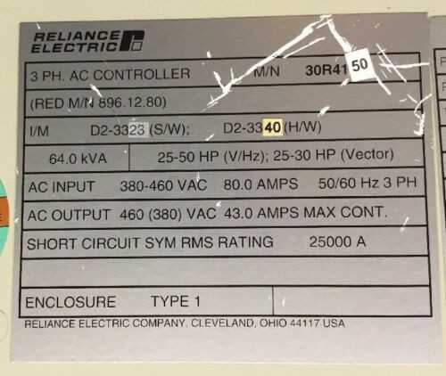 RELIANCE ELECTRIC GV3000 AC DRIVE 30R4150 GV3000AC058 896.12.80 A - MOTOR DRIVES