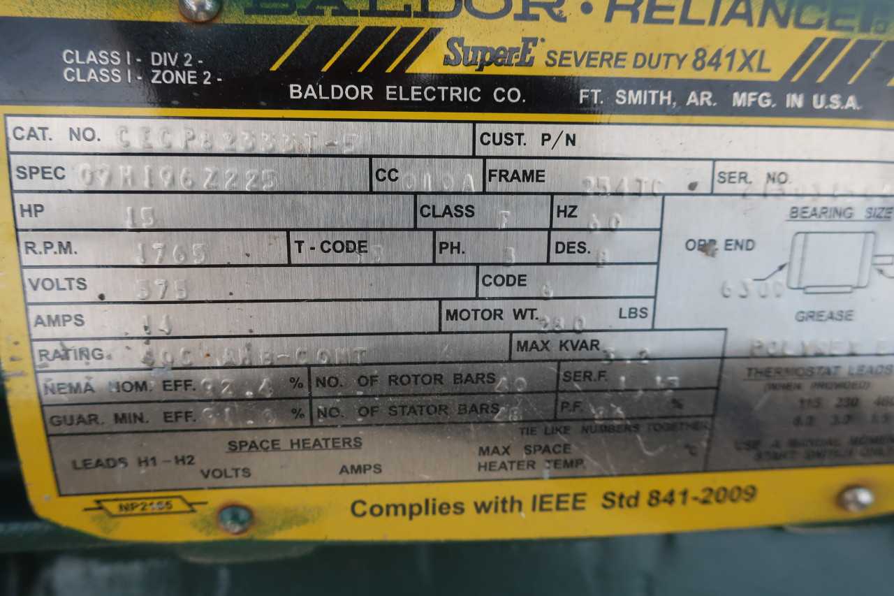 BALDOR MOTOR CECP82333T-5 15HP 254TC 1765RPM 575V 3PH - ELECTRIC MOTORS