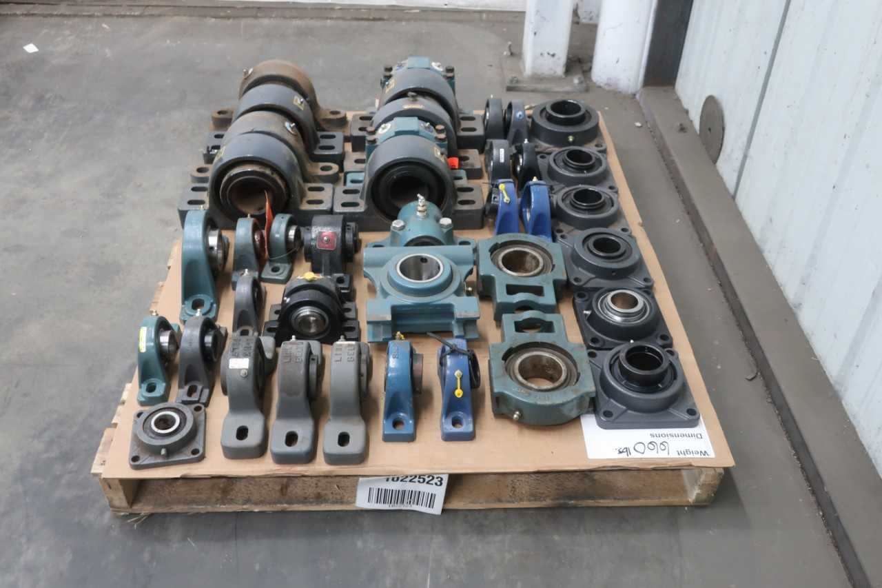 PALLET OF ASSORTED PILLOW BLOCK, MOUNTED AND FLANGE BEARINGS - BEARINGS