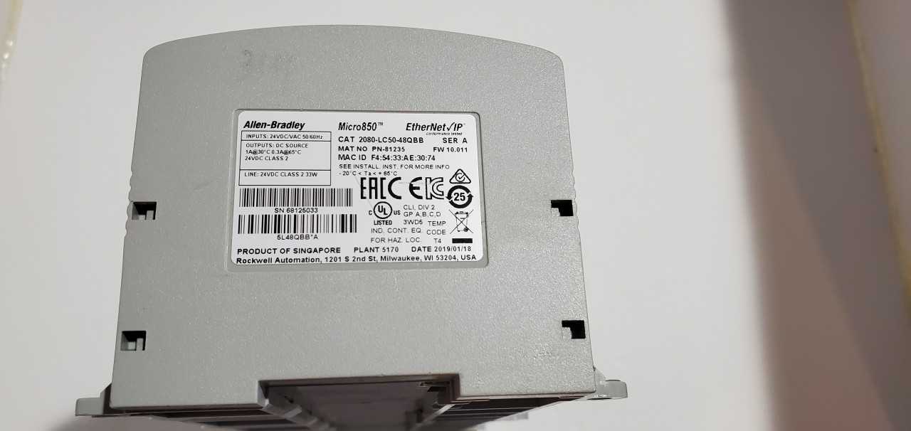 Allen Bradley Micro 850 2080-LC50-48QBB PLC - AUTOMATION & CONTROLS