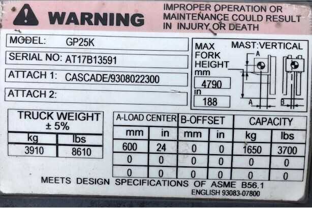 2003 Caterpillar GP25K Forklift - FORKLIFTS