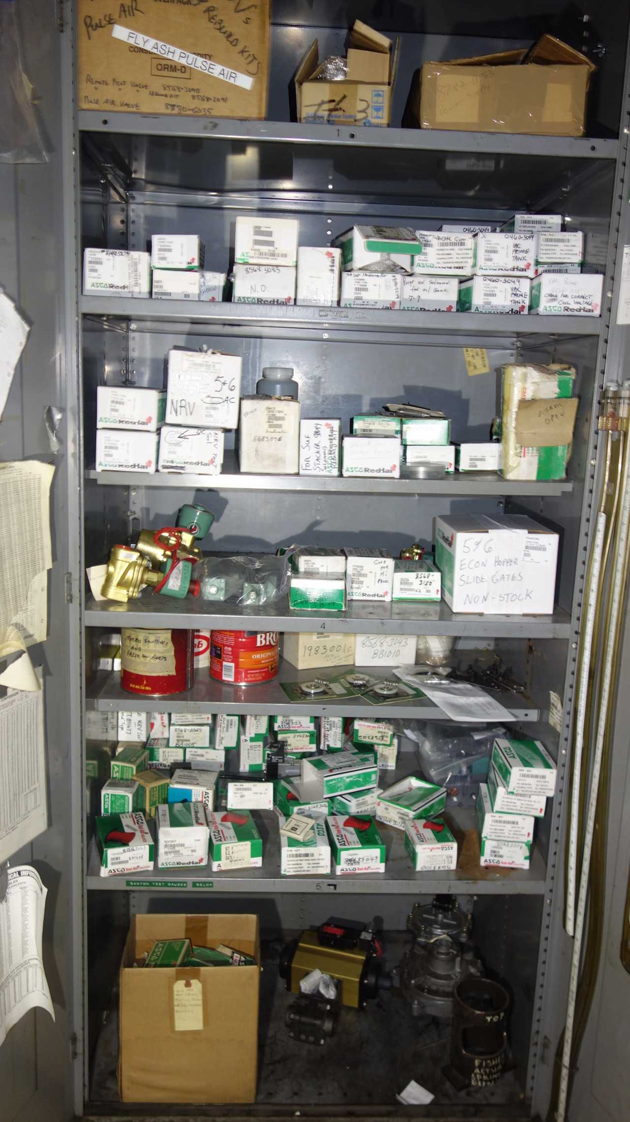 CABINET WITH CONTENTS, ASCO RED HAT SOLENOID VALVES - ELECTRICAL COMPONENTS