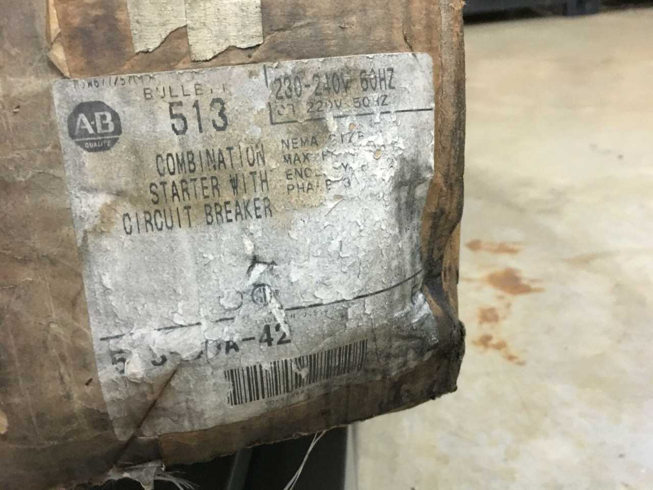 NEW IN BOX ALLEN-BRADLEY 509-COA SIZE 2 COMBINATION STARTER 513-CDA-42 SERIES F - MOTOR STARTERS