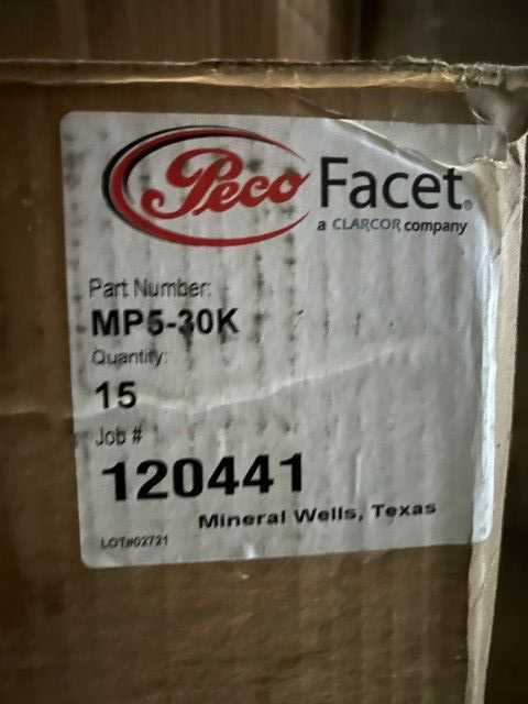 Bulk Lot of Peco, Spruance, & Veolia Dust Collector Pulse Filter Cartriges QTY 15 Cases on 2 Pallets - DUST COLLECTOR