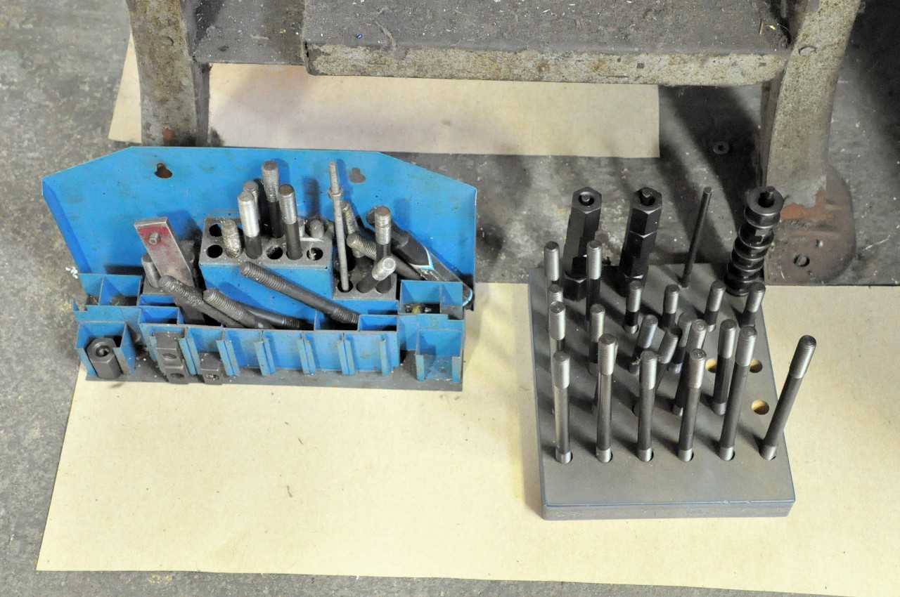 Hold Down Tooling in 12 Boxes Under 1 Bench with 2 Hold Down Sets - ELECTRIC POWER TOOLS
