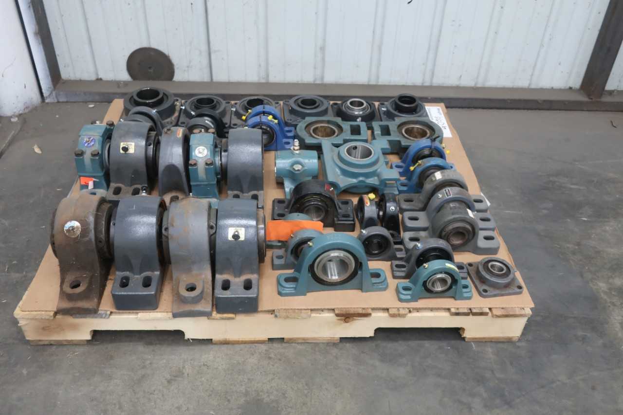 PALLET OF ASSORTED PILLOW BLOCK, MOUNTED AND FLANGE BEARINGS - BEARINGS
