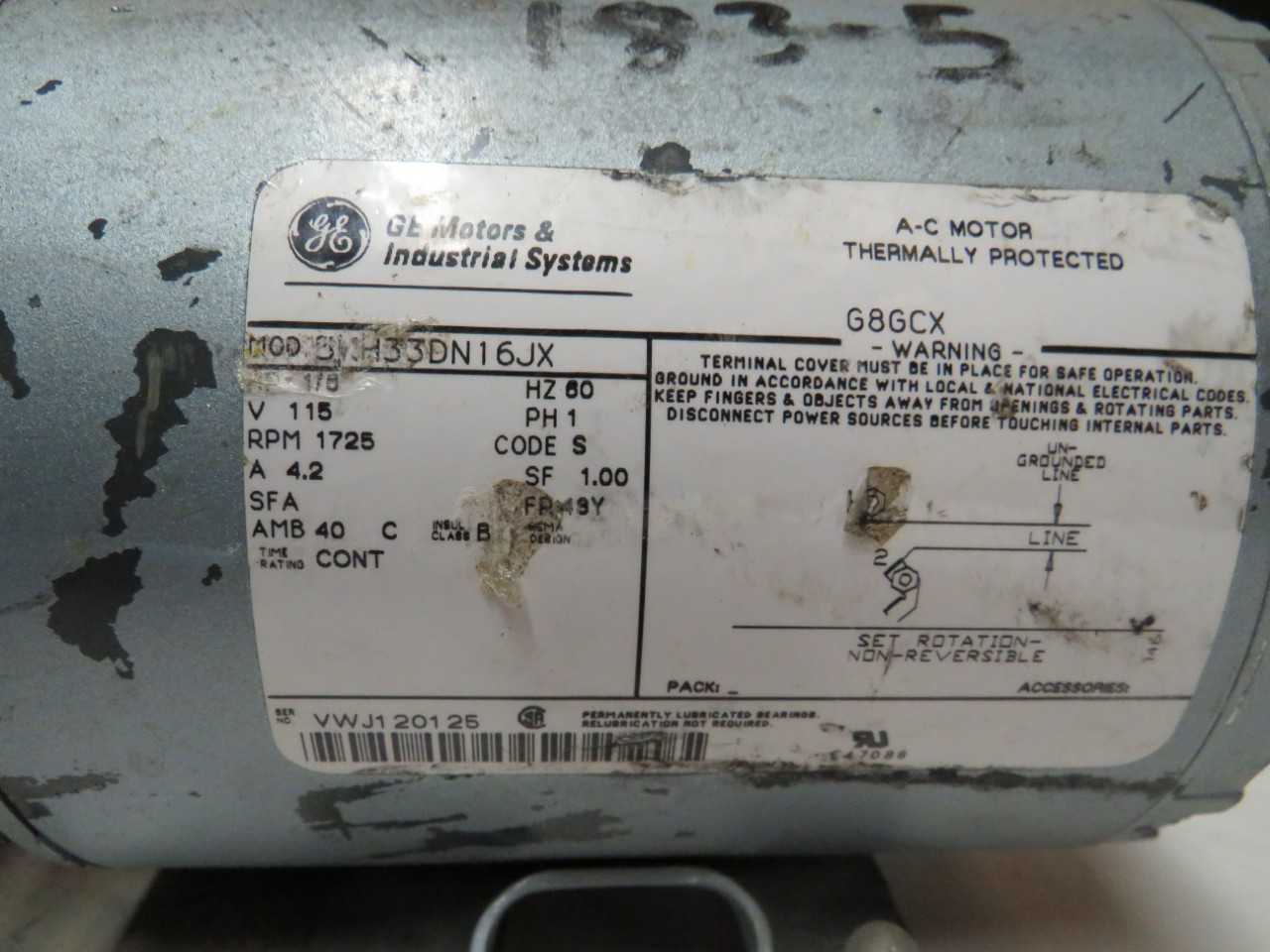 GENERAL ELECTRIC VACUUM PUMP 5VH33DN16JX - VACUUM PUMP