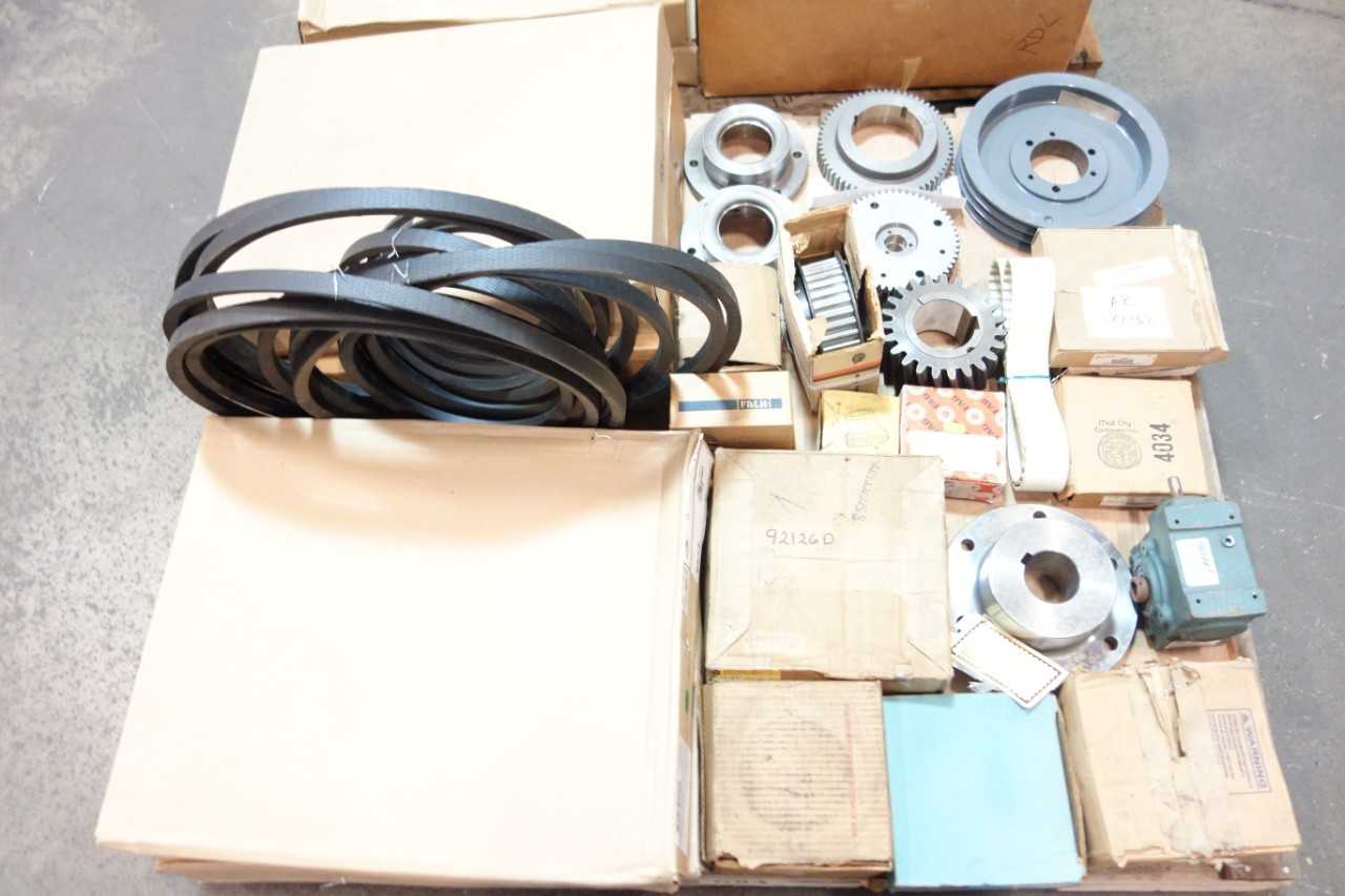 2 PALLETS OF ASSORTED BEARINGS, GEAR REDUCERS, COUPLINGS- FALK, FAG - GEAR REDUCERS