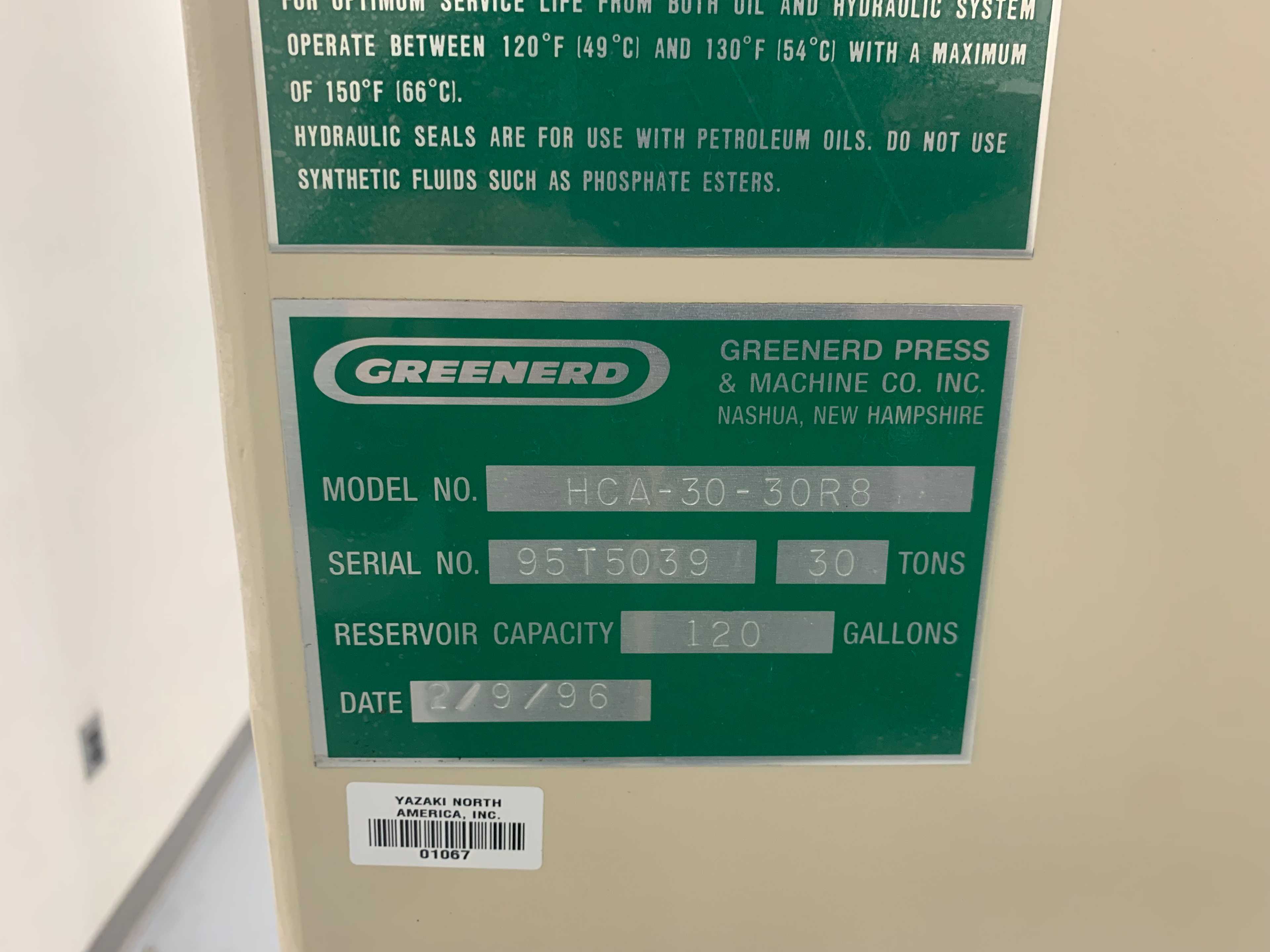 1996 GREENERD HCA-30-30R8 30 TON PRESS - PRESSES