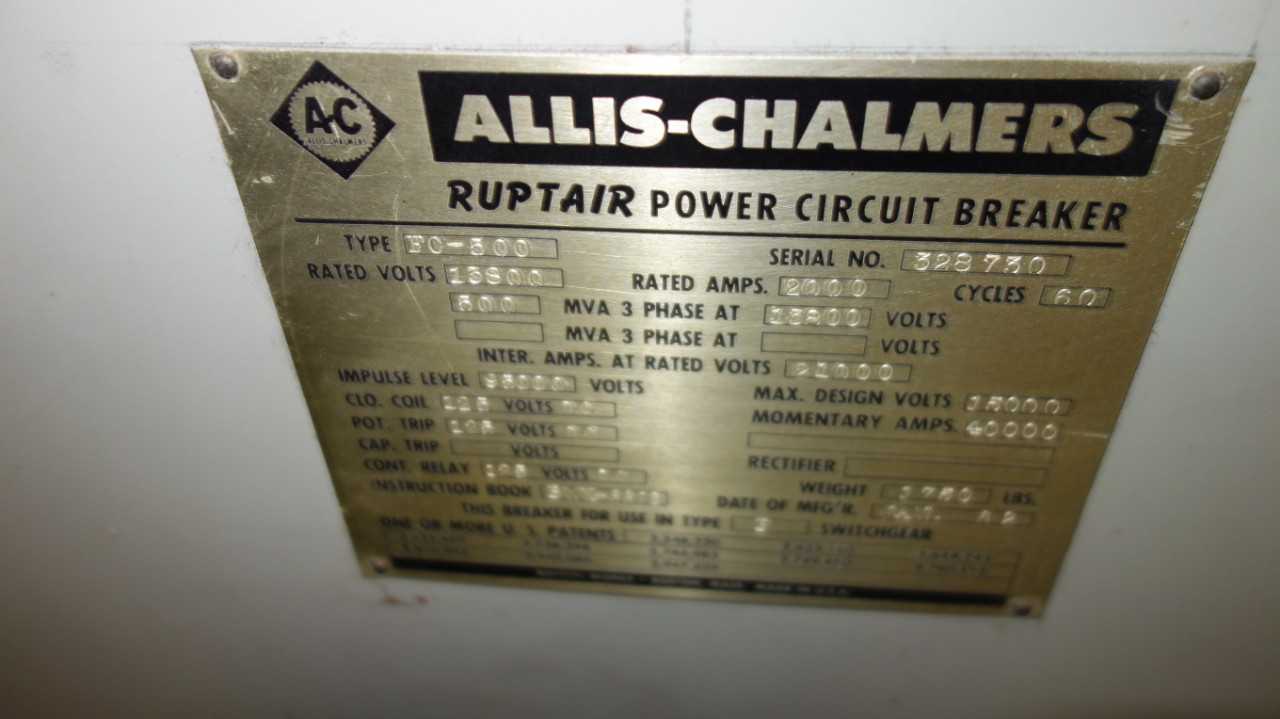 LOT OF 3 ALLIS CHALMERS RUPTAIR SWITCHGEAR BREAKERS - CIRCUIT BREAKERS
