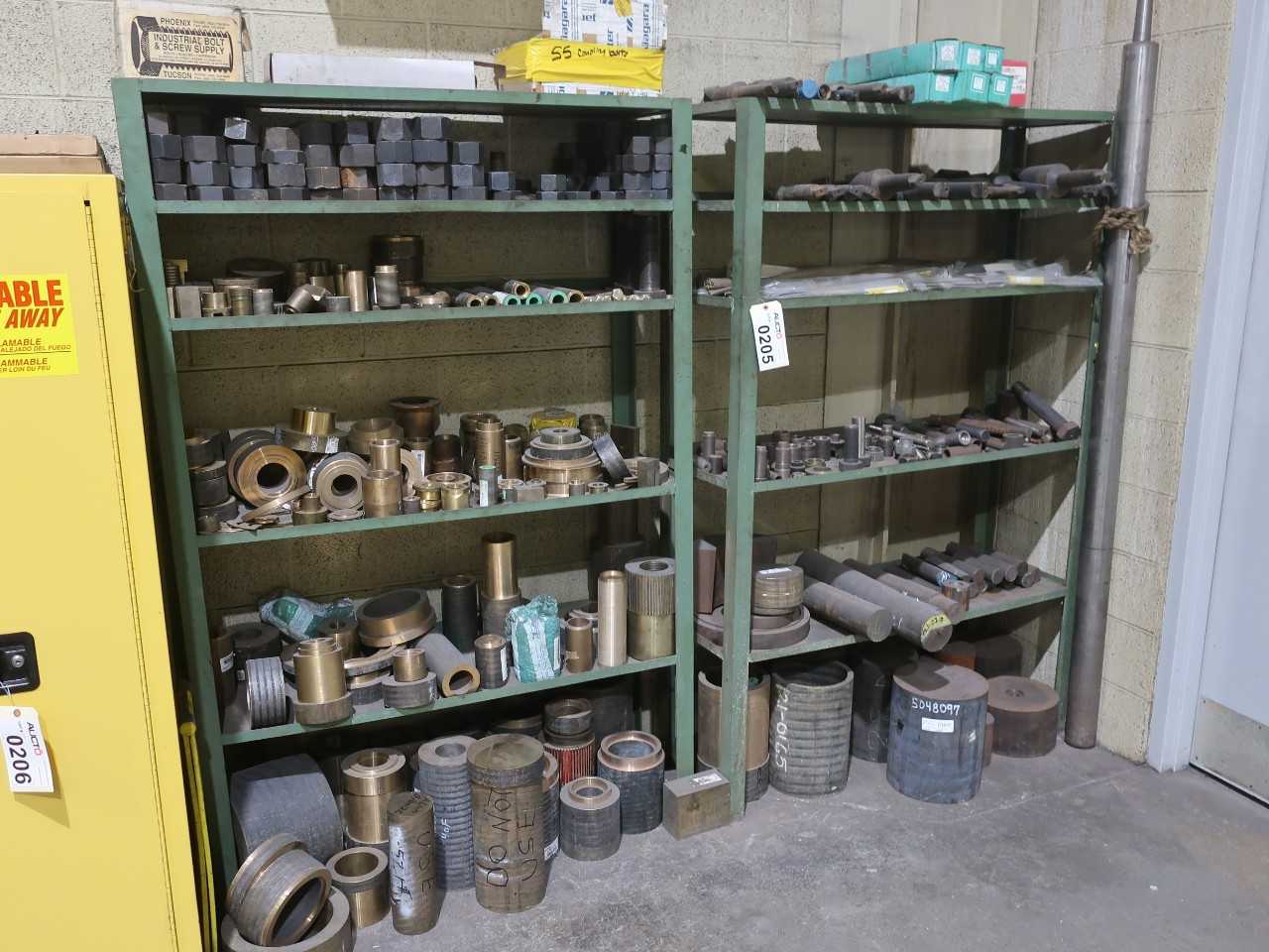 Bronze and iron round stock, drill/milling bits with 2 sections shelving - SHELVING