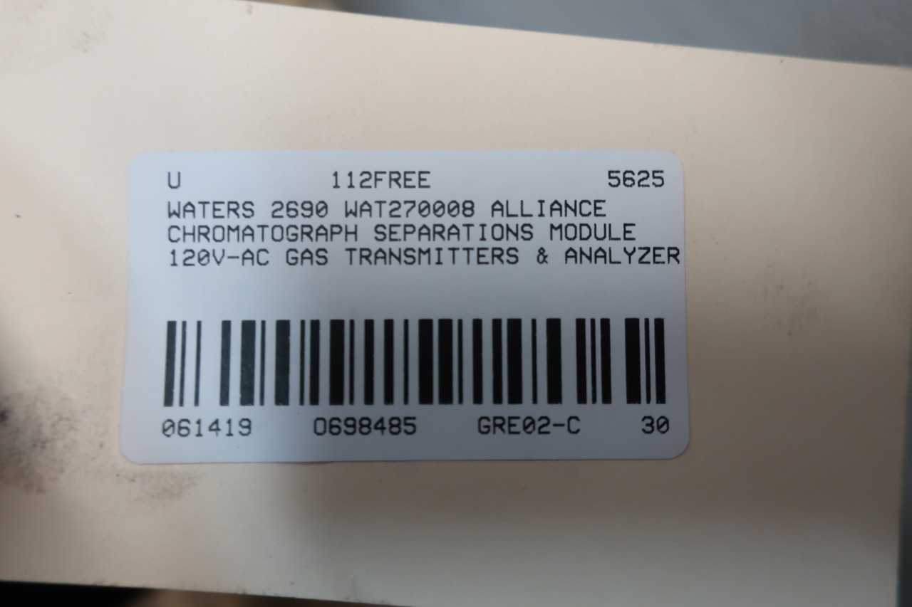 WATERS 2690 WAT270008 ALLIANCE CHROMATOGRAPH SEPARATIONS MODULE 120/240V-AC GAS TRANSMITTERS & ANALYZER - ANALYZER