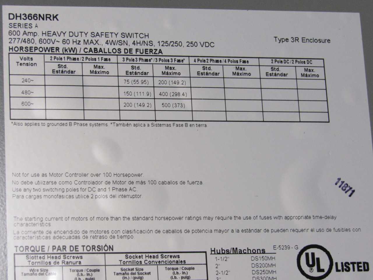 EATON SAFETY SWITCH - MISCELLANEOUS