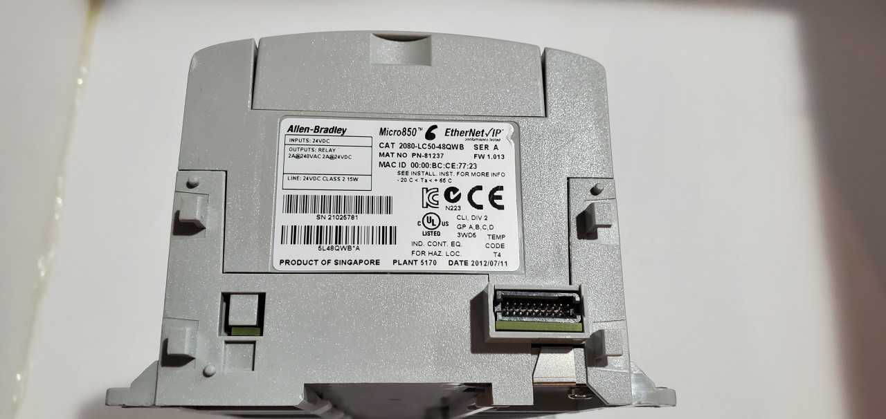 Allen Bradley Micro 850  2080-LC50-48QWB PLC - AUTOMATION & CONTROLS