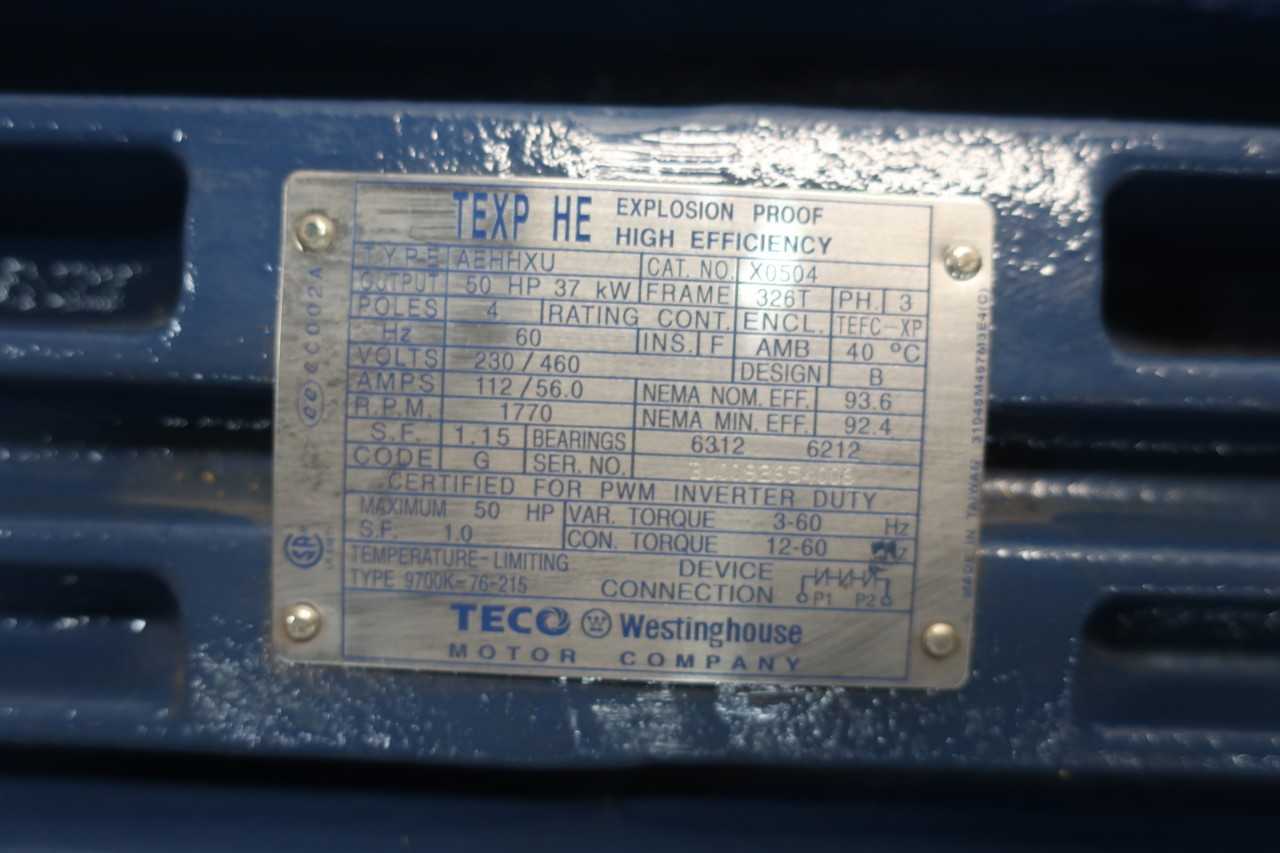 TECO AEHHXU X0504 WESTINGHOUSE AC MOTOR 326T 50HP 2-1/8IN 230/460V-AC - ELECTRIC MOTORS