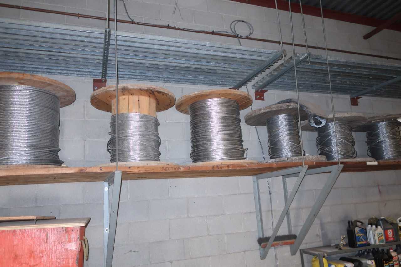 LOT OF 6 SPOOLS OF ASSORTED ACSR CABLE WIRE - MATERIAL HANDLING
