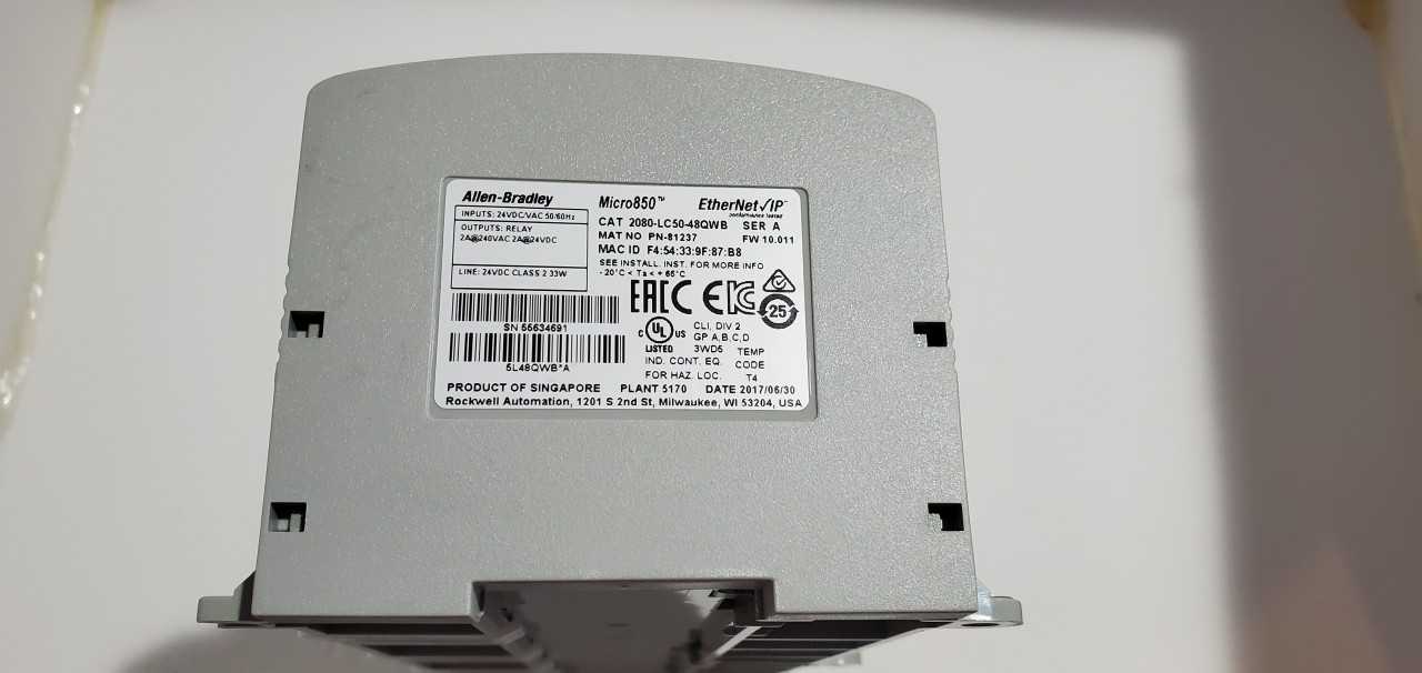 Allen Bradley Micro 850  2080-LC50-48QWB PLC - AUTOMATION & CONTROLS