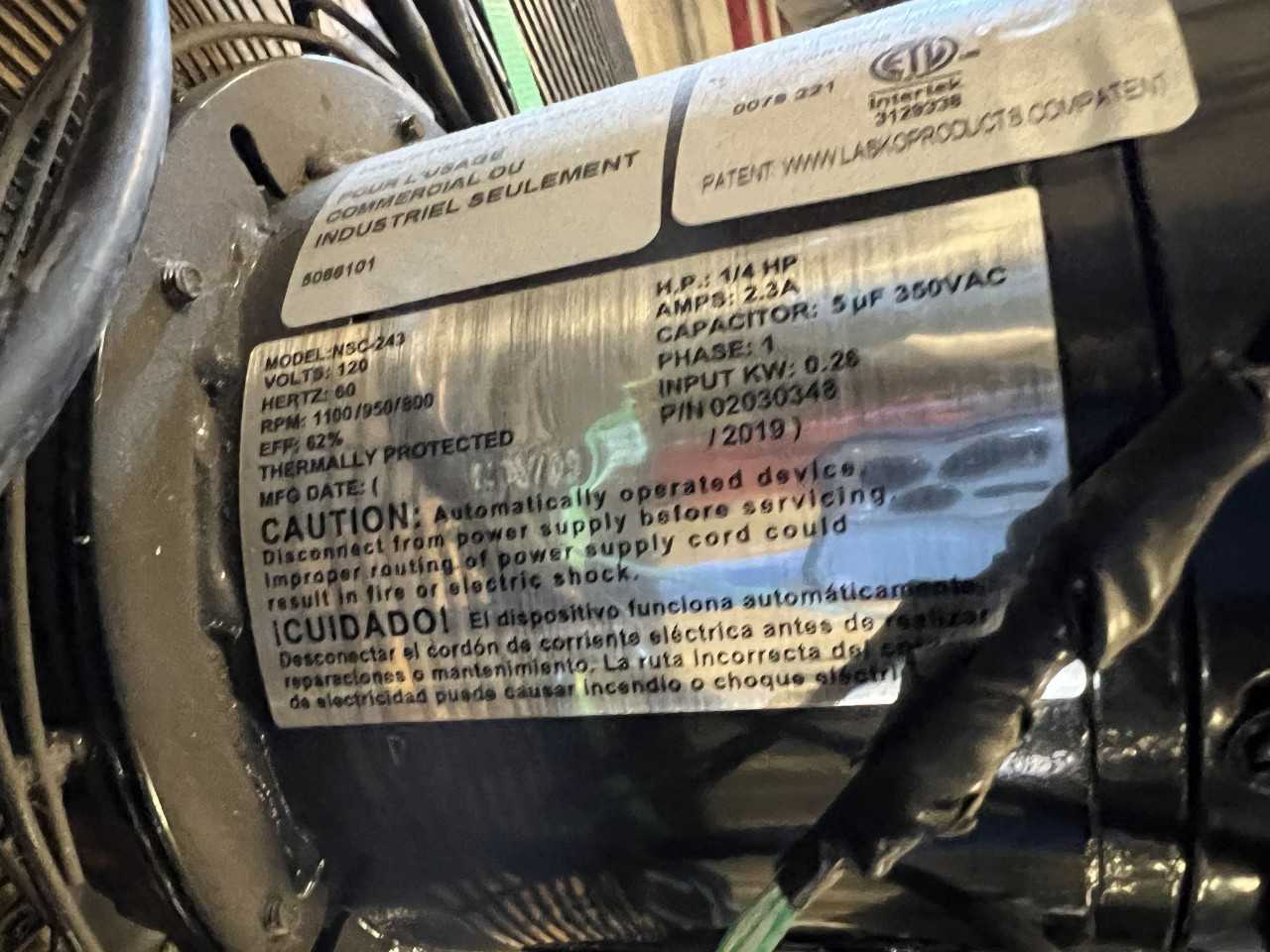 Lot of 2 shop fan Model NSC-243 120 volts - TEMPERATURE CONTROL COMPONENTS