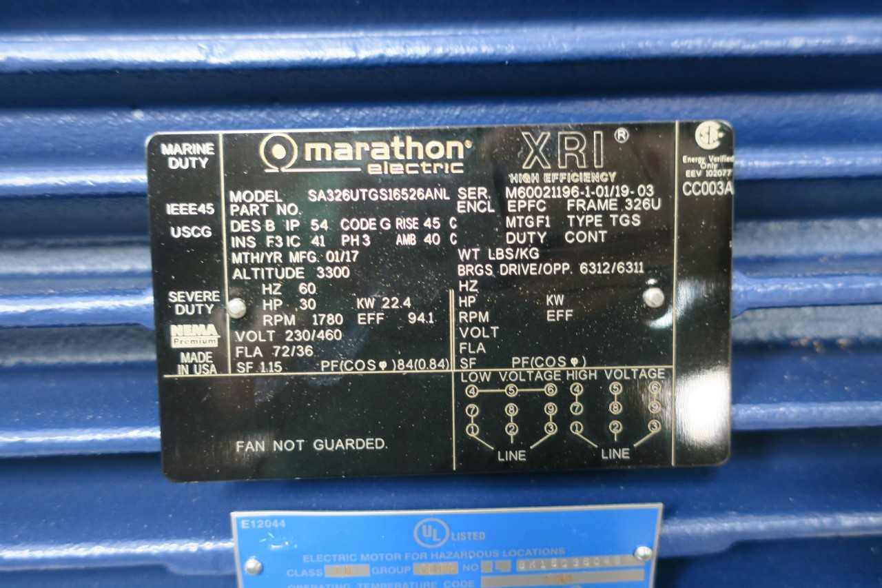 MARATHON SA326UTGS16526ANL XRI 326U 3PH 30HP 1780RPM 1-7/8IN 230/460V-AC AC MOTOR - ELECTRIC MOTORS