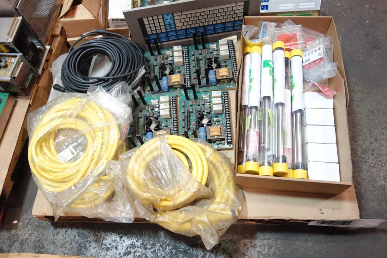 3 PALLETS OF ASSORTED ELECTRICAL, AUTOMATION, CORDSET CABLE, CIRCUIT BOARDS, INTERFACE PANEL, AMP SWITCH - ELECTRICAL COMPONENTS