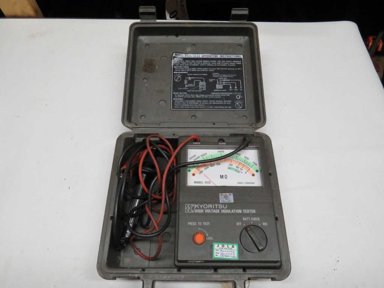 KYORITSU HIGH VOLTAGE INSULATION TESTER MODEL 3121 / 3122 - ELECTRIC POWER TOOLS