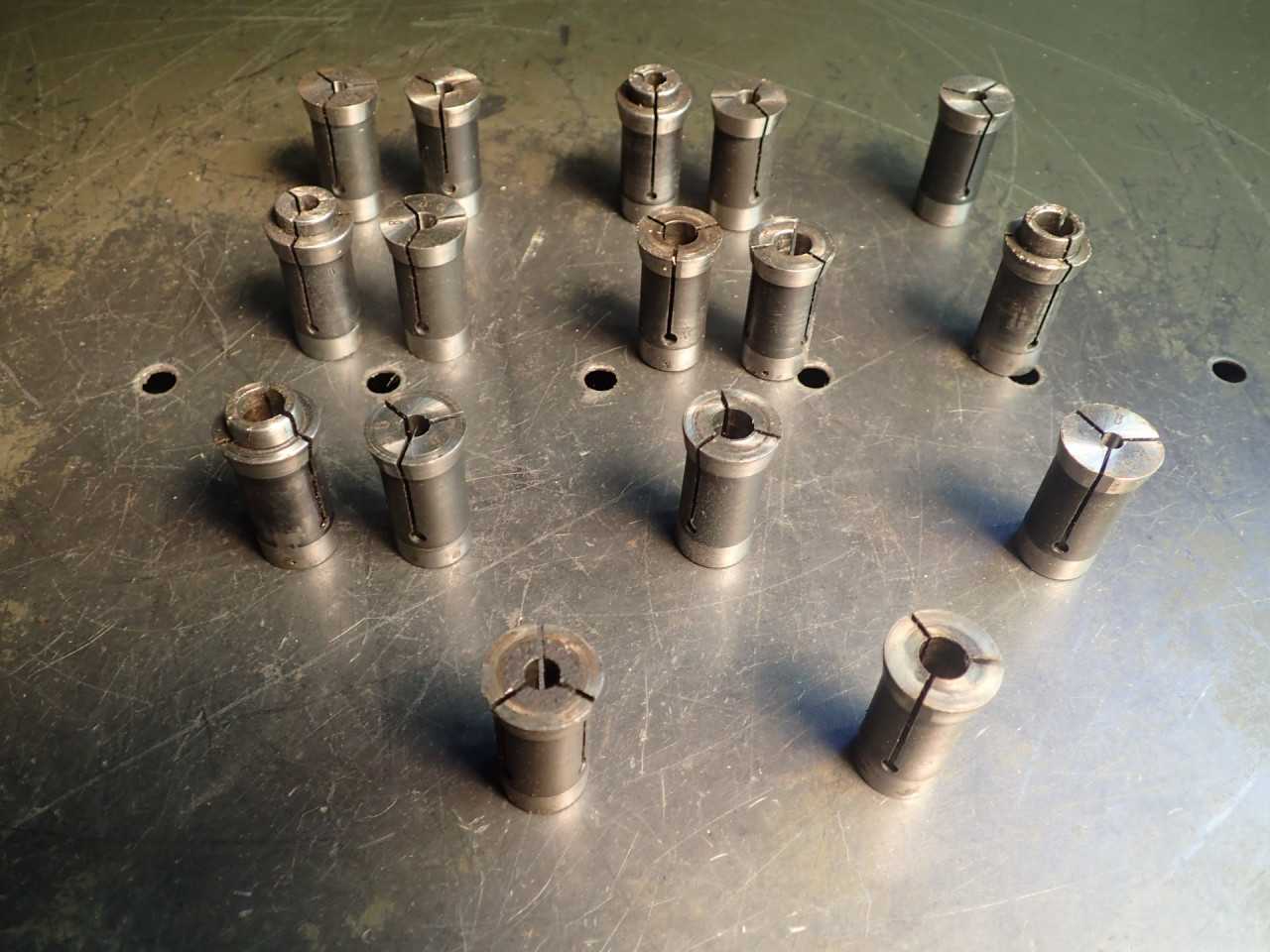 16 Pc Lot Grotz EVB Multi-Spindle Drill & Tap Collets: 5/8" Base OD, 1-3/8" Long - ELECTRIC POWER TOOLS