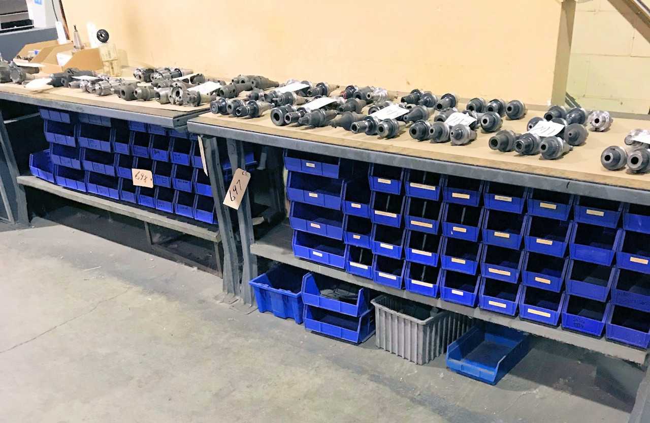 Lot-Plastic Parts Bins Under (2) Benches - MISCELLANEOUS