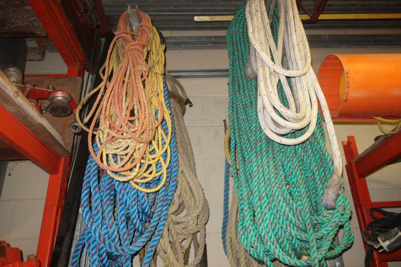 2 HOOKS OF ASSORTED HIGH TENSION ROPE - ELECTRIC POWER TOOLS