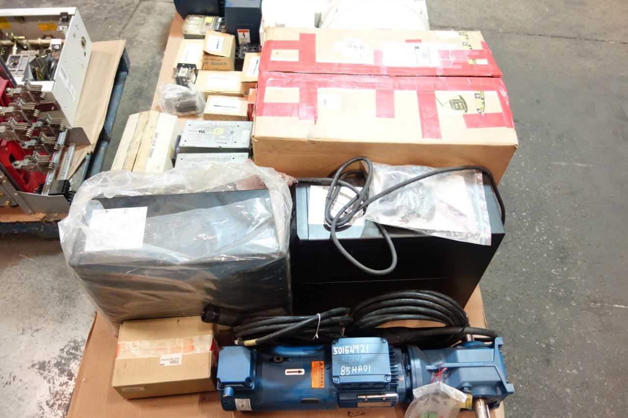 3 PALLETS OF ASSORTED ELECTRICAL, SWITCH-GEAR, BREAKERS, COMPUTER AND PERIPHERAL - ELECTRICAL COMPONENTS